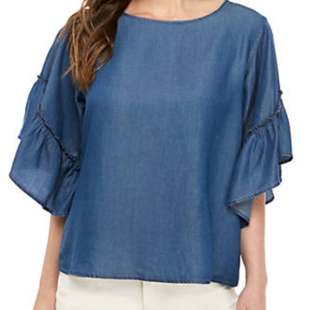 Bell Sleeved Chambray Top